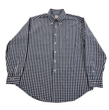 Brooks Brothers 346 Men s Sz L Navy Blue Checked Button-Up Long Sleeve Shirt EUC