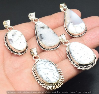 Dendrite Opal Gemstone Pendant 25pcs Wholesale Lots 925 Silver Plated Jewelry