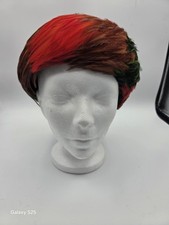 Vintage Multi-Colored Feathered Pillbox Hat Gorgeous Brushstrokes by Christine