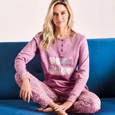 Women's Heart Print Interlock Pajamas Infiore LVM652820