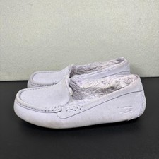 UGG Ansley Purple Suede Slippers Womens Size 9 Shearling Fur Moccasins Loafers
