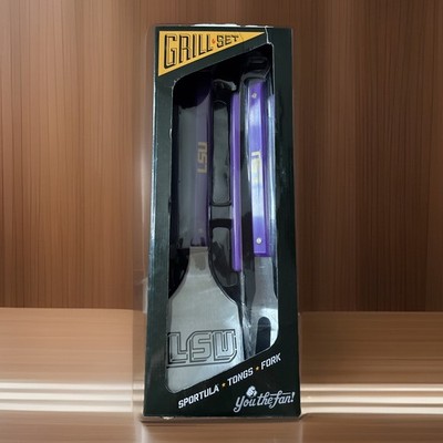 Sportula/Tongs/Fork 3 Pc. LSU Grill Set New