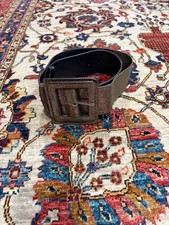 Alice + Olivia Metallic Wide Waist Belt Bronze Shimmer Textured Buckle Women’s M