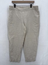 Eileen Fisher Pants Womens Large Beige Organic Linen Crop Tapered Pull On Casual