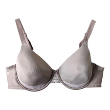 Curvation Womens Beige 42C Bra Underwire Satin Lace Molded Cups Unpadded Tagless