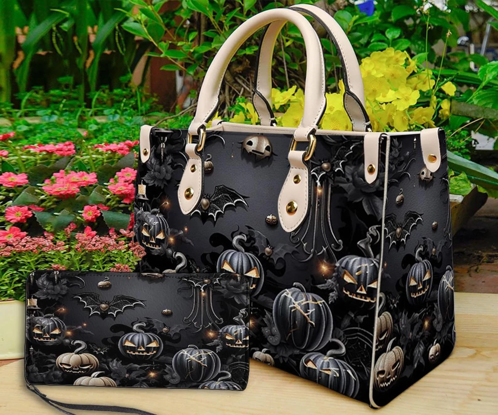 Personalized Halloween Personalized Leather Handbag, Halloween Shoulder Handbag