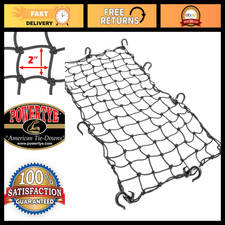 Elastic Cargo Net 15"x30" with 10 Adjustable Hooks, Tight 2"x2" Mesh, Black