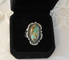 Navajo Native American Royston Turquoise Sterling Silver Vintage Ring Size 7