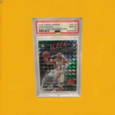Devin Booker 2025 Topps Chrome Sleek Finishers Green Geo #SF-19 PSA 10 /99