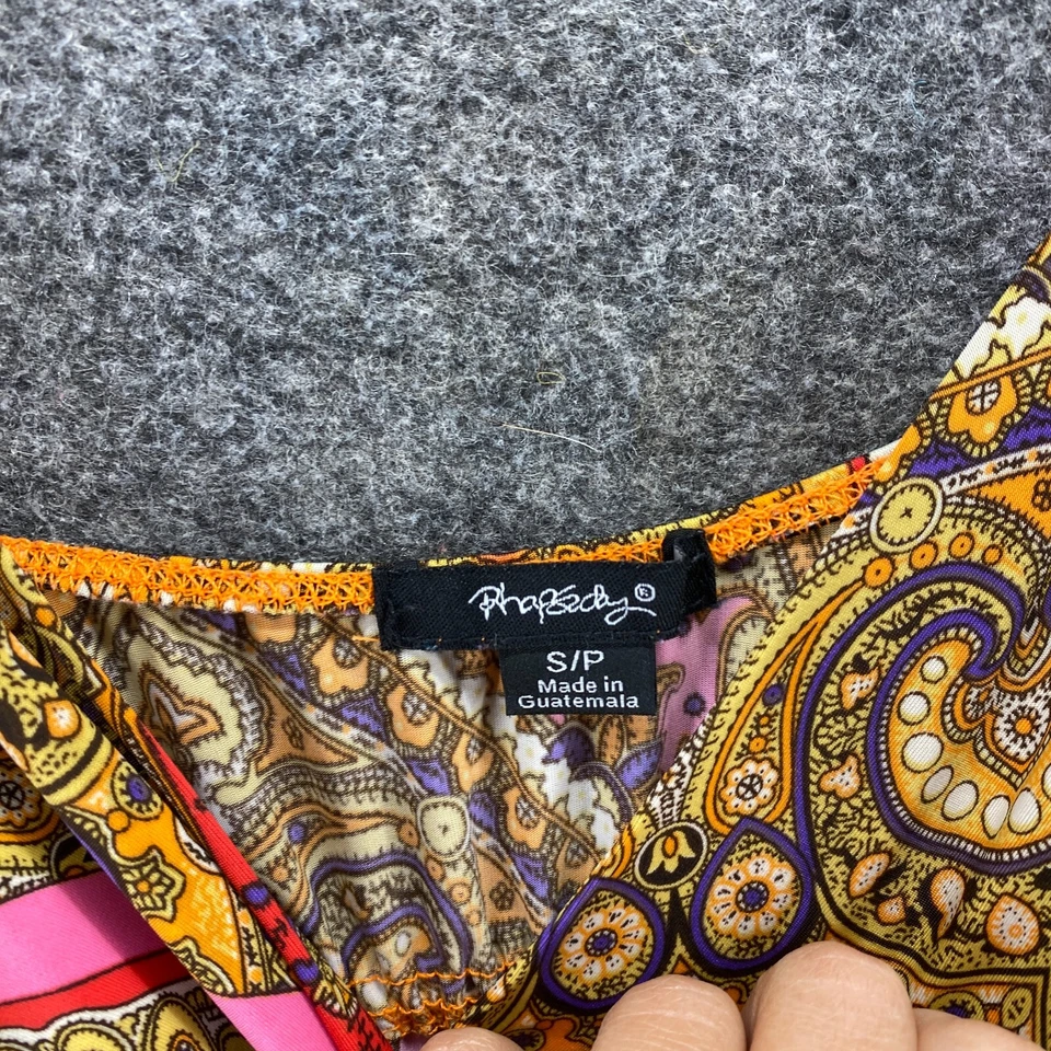 Vestido Phoebe Mujer S Pequeño Marrón Geométrico Maxi Largo Cuello en V Sin Mangas Informal Foto 4 de 4