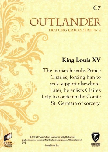 Outlander Season 2 CHARACTER BIOS Trading Card Insert C7 / KING LOUIS XV - Picture 2 of 2