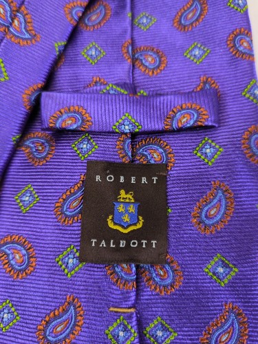 Robert Talbot Best of Class Neck Tie Purple Paisley Diamond Geometric USA 58" - Picture 5 of 7