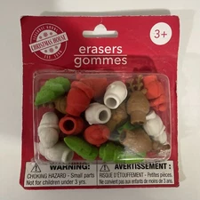 Christmas House 18 Pieces Pencil Top Erasers - New
