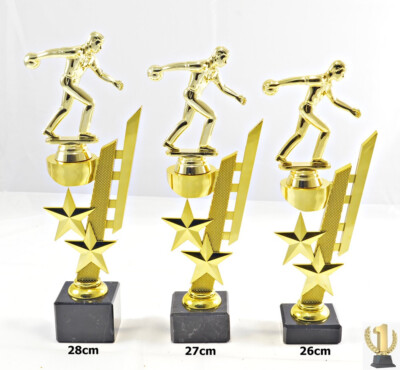 Kegeln-Kegler-Bowling- Trophäe / Pokal 3er set oder einzeln incl. Beschriftung
