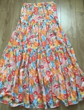 Next Maxi Dress Orange Size 12  Multi Floral Bandeau Cotton Beach Summer New