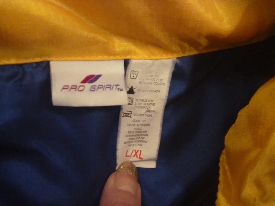 Chaqueta cortavientos vintage Pro Spirit para hombre L XL azul rojo bloques de color capucha años 90 Foto 3 de 4