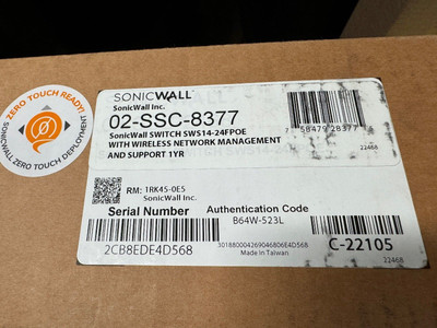 SonicWall Switch 24 port Gigabit PoE+ Switch 02-SSC-8377 1 Year Service NEW  ️