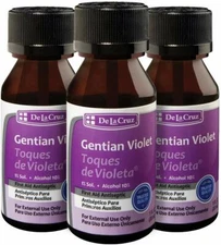De La Cruz 1% Gent Violet Skin Antiseptic (Violeta Genciana) 1 OZ, 10/27 3 PACK