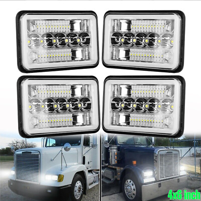 4Pcs 4x6'' LED Headlights Sealed Hi/Lo DRL Beam For Freightliner FLD120 112 FLD