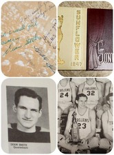 Dean Smith High School Yearbooks 1947 1948 SIGNED UNC Tar Heels Basketball Icon.