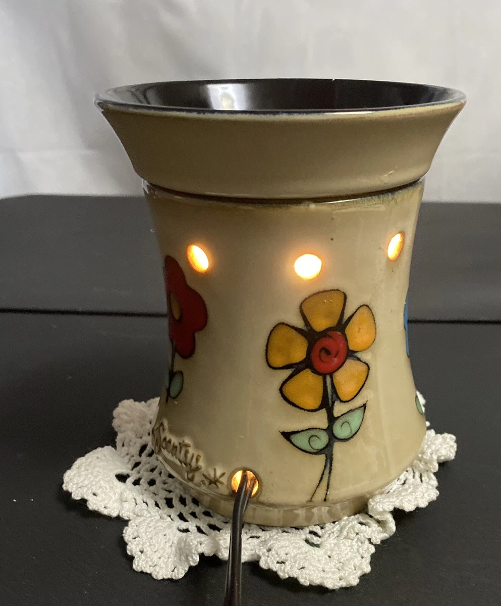 Scentsy Ashbury Full Size Wax Warmer Retired Boho Floral Design eBay