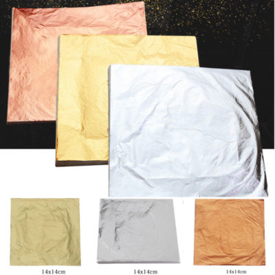 100 Blatt Goldimitat Silber Kupfer Blatt Folie Papier Vergoldung Kunst Handwerk 14x14c