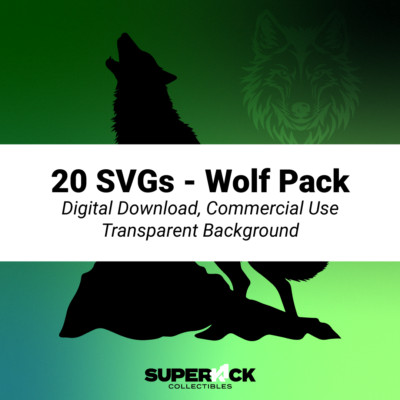 Howling Wolf SVG Silhouette Logo Digital Download Clipart Lone Wolf 20 Mega Pack