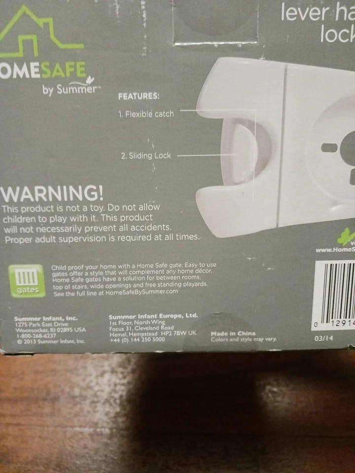 Bloqueo de manija de palanca Homesafe a prueba de niños por Summer Infant nuevo #30140 Foto 3 de 4