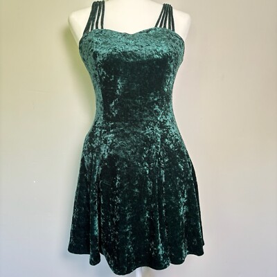 Vtg 90s Emerald Green Crushed Velvet Strappy All That Jazz Mini Dress-9/10-Goth | eBay Vtg 90s Emerald Green Crushed Velvet Strappy All That Jazz Mini Dress-9/10-Goth | eBay