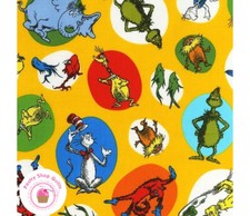 CELEBRATE SEUSS 11965 5 Yellow KAUFMAN Quilt Fabric CAT IN THE HAT Grinch LORAX