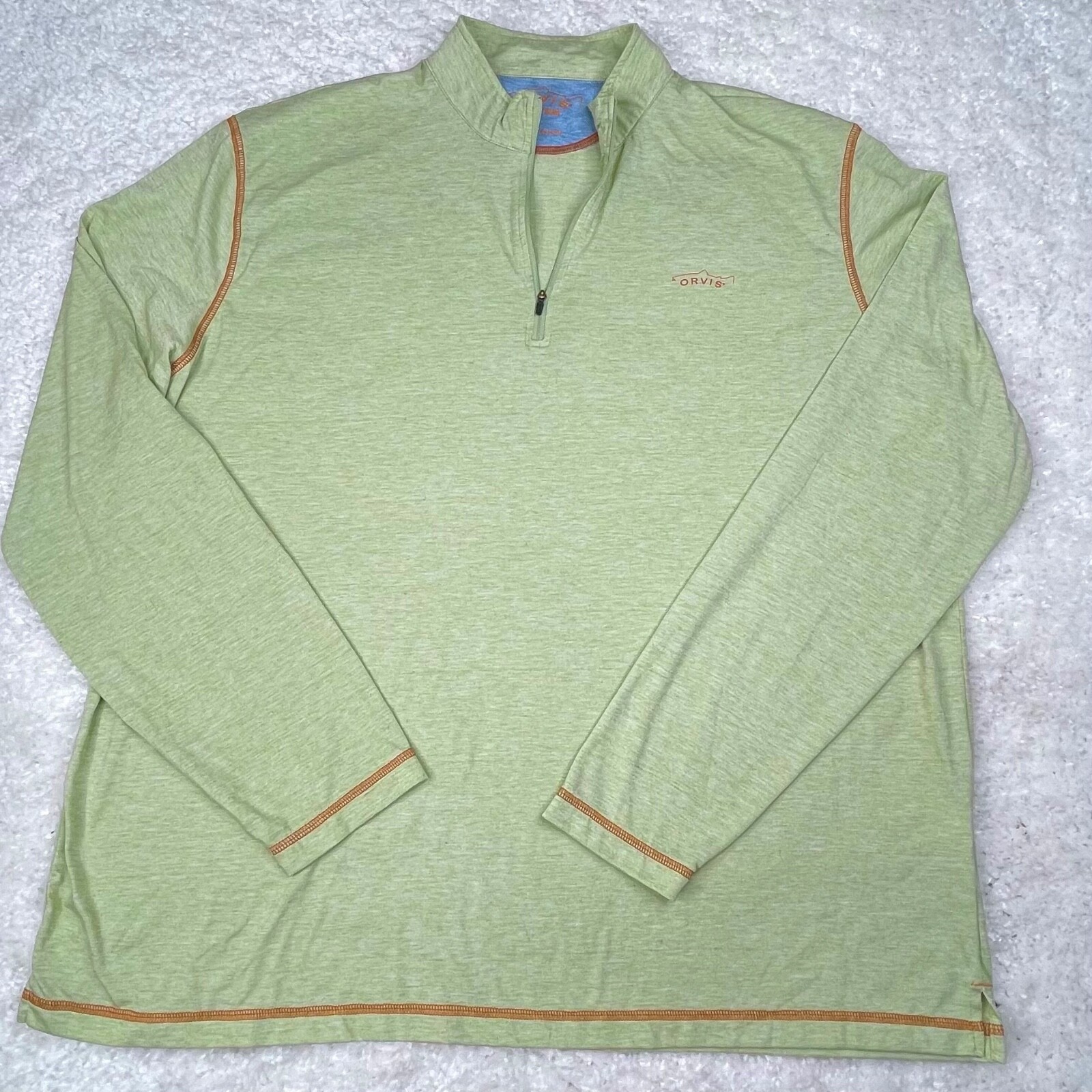 Orvis Trout Bum Shirt Mens Large Green 1/4 Zip Pullover Active