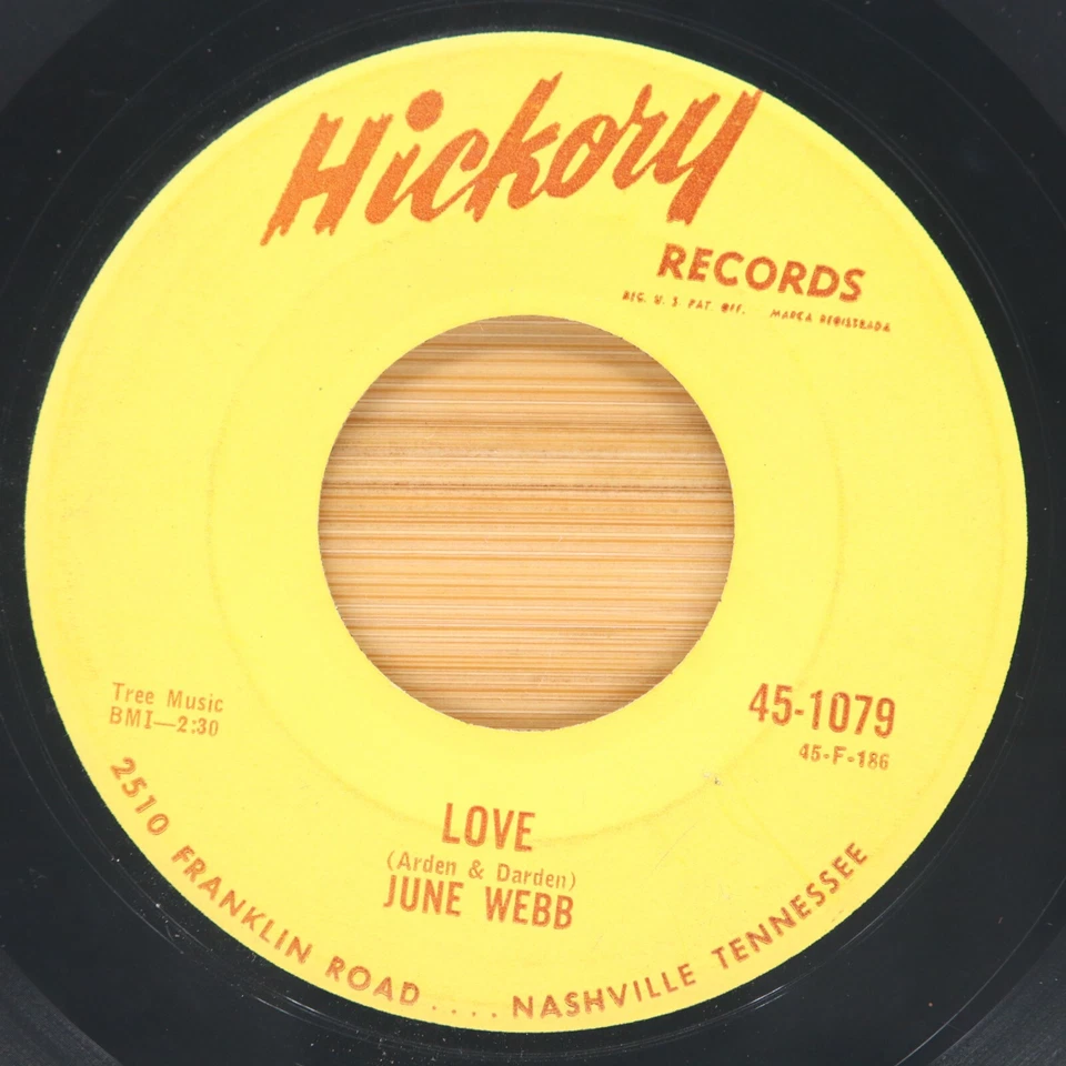 JUNE WEBB - I'M SO LONESOME I COULD CRY / LOVE - OBSCURE COUNTRY 45 HICKORY Foto 2 de 2