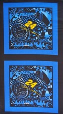1 panel 34" x 44" cotton fabric  24 Jeff Gordon yellow black blue pillow panels