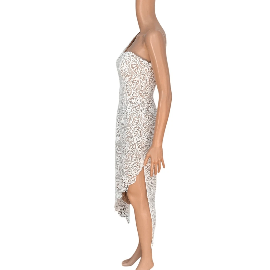 OFF WHITE Abito a una spalla Dress the Population Magnolia bianco nudo taglia XS NUOVO CON ETICHETTE