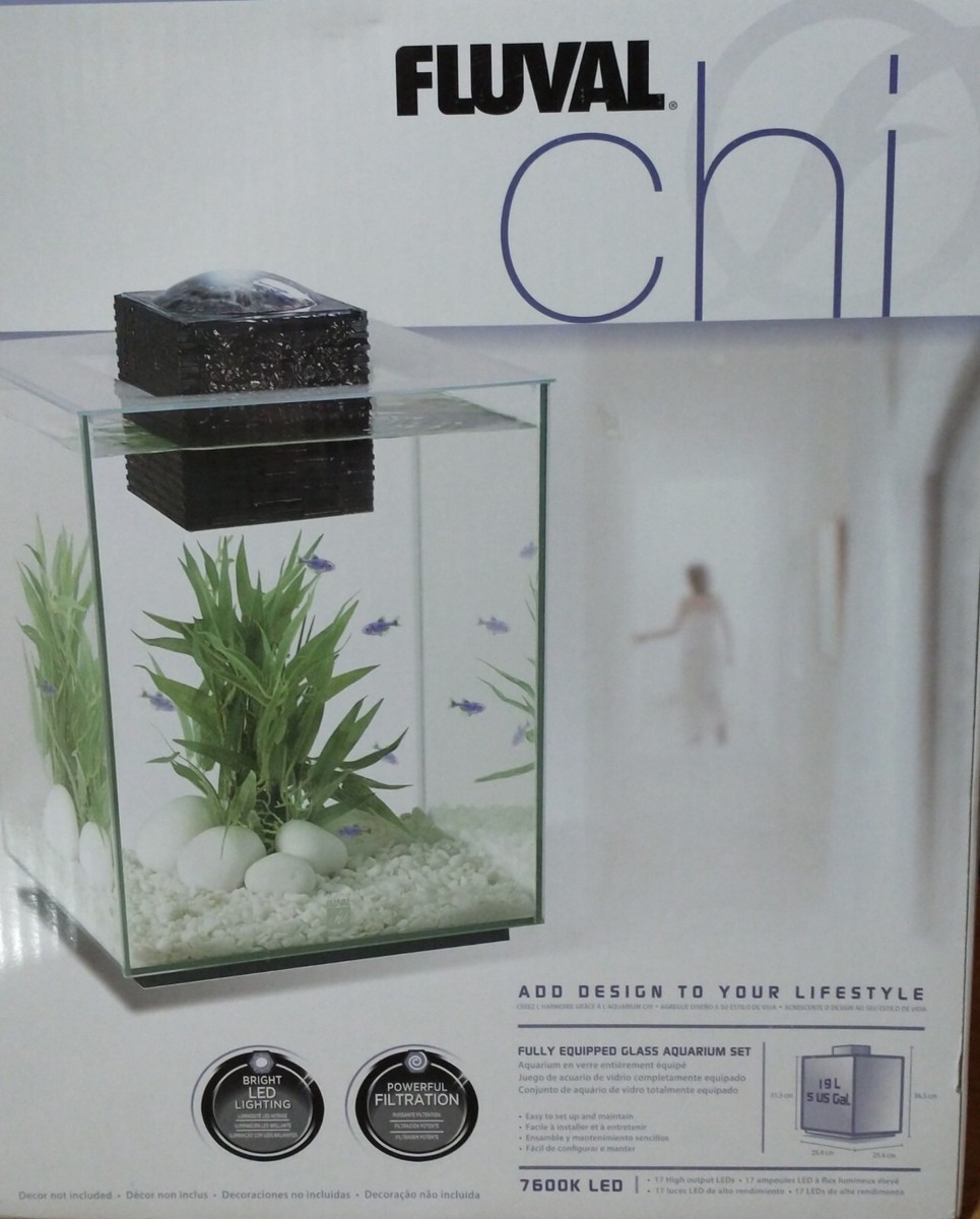 chi fish tank accessories Fluval Chi 5 Gallon Aquarium – Modern Waterfall Feature w/ Lights &  Accessories