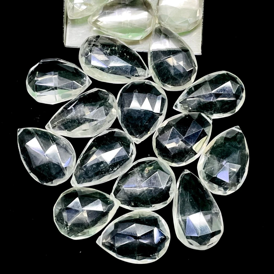 20 Pcs Natural White Quartz 20-25mm Drilled Almonds Loose Untreated Gemstones - Image 2 of 4