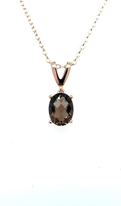 Rose Gold Plated Lab Created Chocolate Smoky Quartz Stud Pendant - Product main view