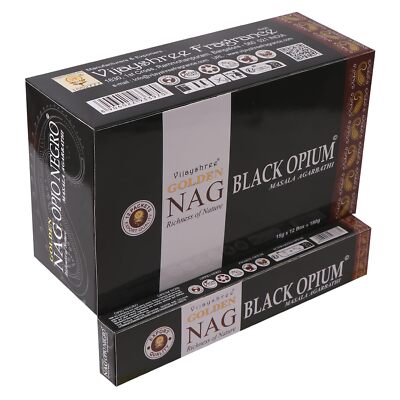 Vijayshree Golden Nag Black Opium 12 pkt of 15gm 15 Sticks Each