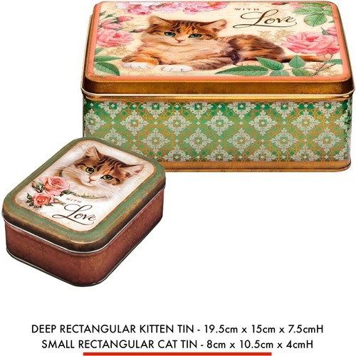 CAT TIN BOX Home Kitchen Pantry Biscuit Sweet Storage Trinket Tea Birthday Gift - Picture 4 of 16
