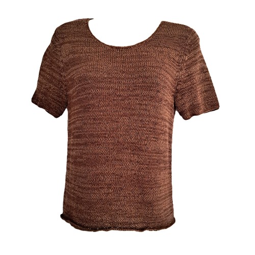 women: KORET Brown Crochet Top - Size Petite Medium - Picture 2 of 5