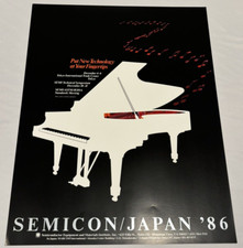 Póster publicitario SEMICON SEMI Semiconductor 1986 Tokio Japón tecnología informática