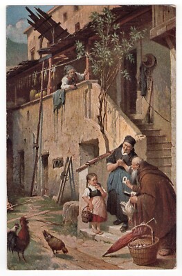 Artist postcard by Peter Baumgartner (1834-1911) ''good exchange''