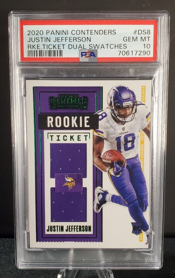 Justin Jefferson Panini Contenders Rookie Ticket Dual Swatches #DS8 Base