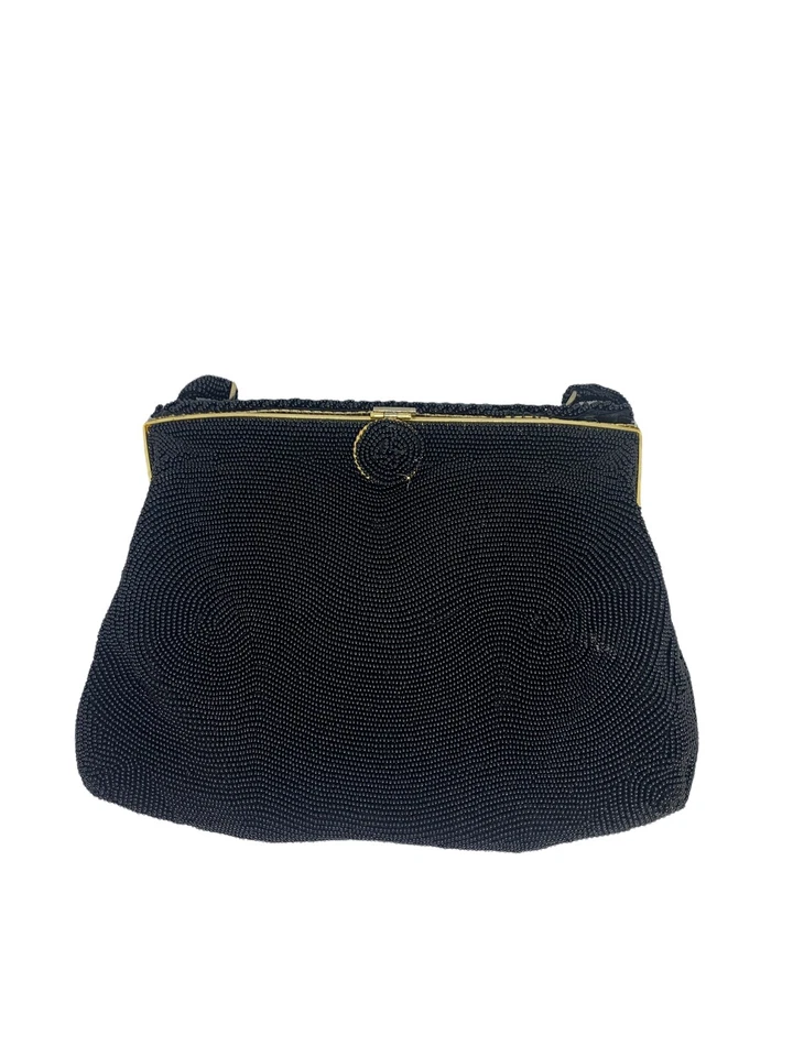 Vintage Magid Purse Black Beads Metal Frame Evening Bag Small Strap - Image 4 of 4