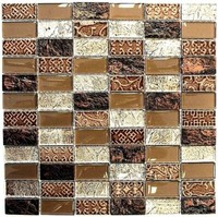 Riemchen Rechteck Mosaikfliesen Glasmosaik Stein Retro Braun Bronze Beige ...