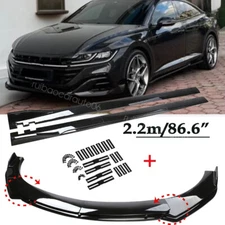 For Volkswagen Arteon Front Bumper Lip Spoiler Splitter Body+86.6" Side Skirts