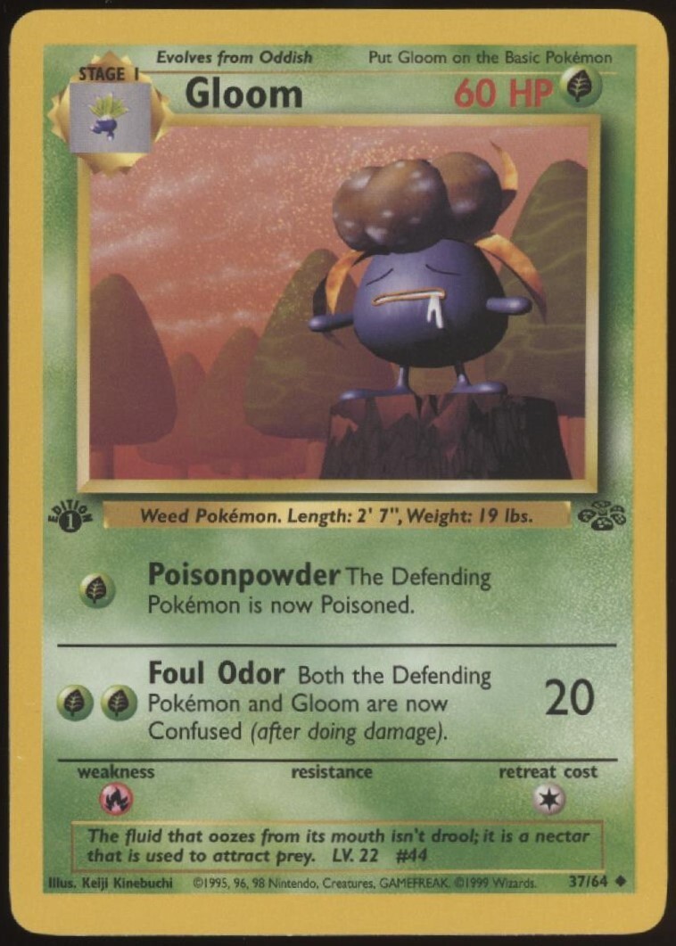 1st Ed Gloom Non-Holo WOTC Pokemon Card 37/64 Jungle Set NM/MT
