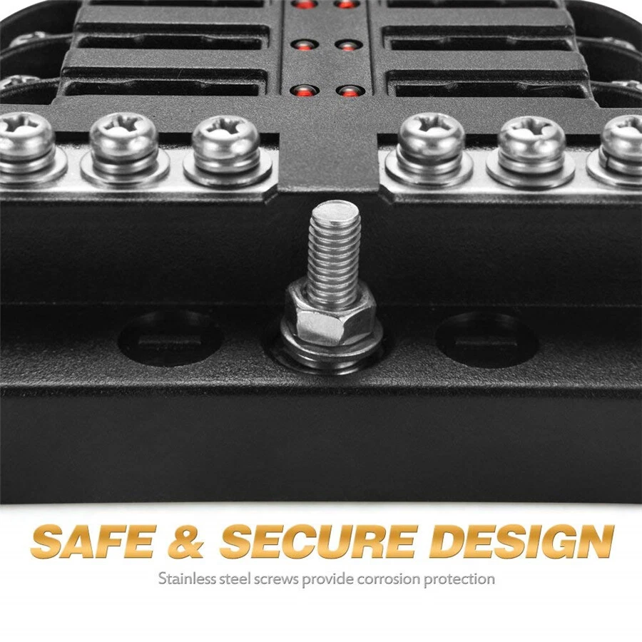 12 Vías Coche Auto Barco Marina UTV Hoja Caja de Fusibles Bloque Cubierta 12/32V Indicador LED Foto 4 de 4