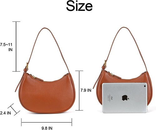 Genuine Leather Shoulder Bag for Women Mini Clutch Purse Tote Handbag Brown - Picture 2 of 7