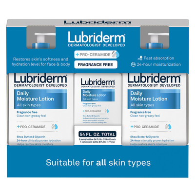 Lubriderm Daily Moisture Lotion Multipack, Fragrance Free, Total 54 fl oz